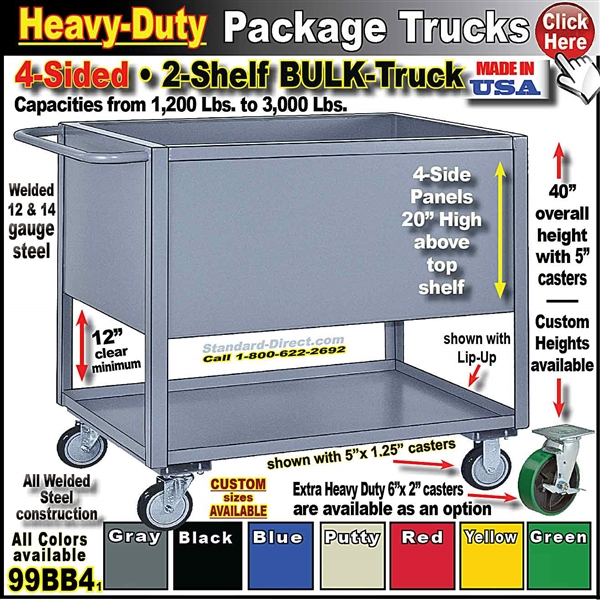 99BB4 * 2-Shelf 4-Sided Low-Deck Package Trucks