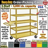 99EO * 5-Shelf Order Picking Cart w/Writing Shelf