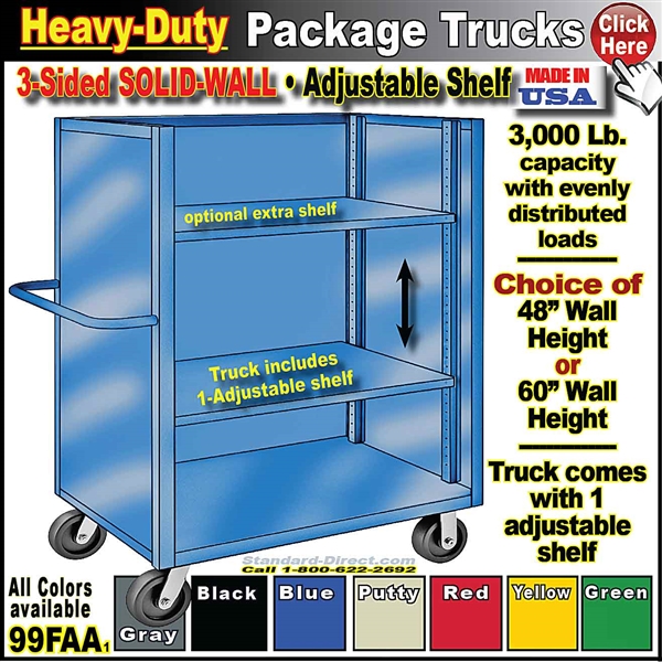99FAA * Heavy-Duty Adjustable shelf Bulk Package Trucks