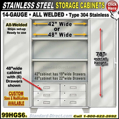 99HGS6 Stainless Steel Storage Cabinet with drawers