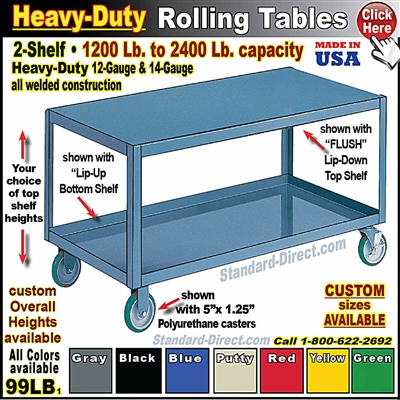99LB * 2-Shelf Rolling Table