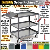 99LO * 3-Shelf Order Picking Cart w/Writing Shelf
