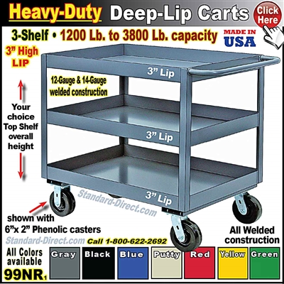 99NR * 3-Shelf Deep Tray Service Carts