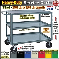 99SF * 3-Shelf Service Carts