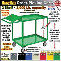 99SO * 2-Shelf Order Picking Cart w/Writing Shelf