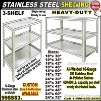 99SSS3 Stainless Steel Shelving