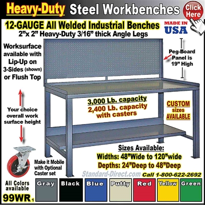 99WR * Peg-Board Panel Steel Workbenches