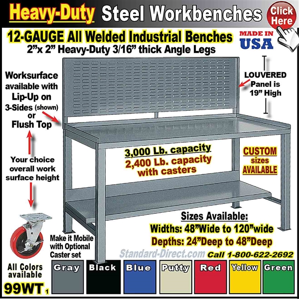 99WT * Louvered Panel Steel Work Benches