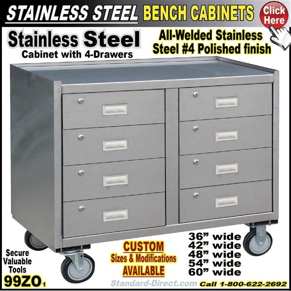 99ZO Stainless Steel Mobile Bench cabinets