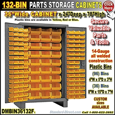 Bin Storage Cabinet - 36 x 24 x 78, 138 Blue Bins