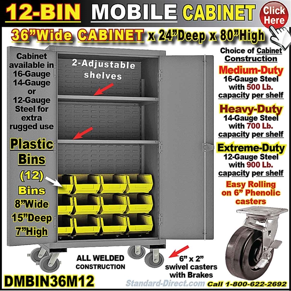 DMBIN36M12 12-BIN MOBILE CABINET