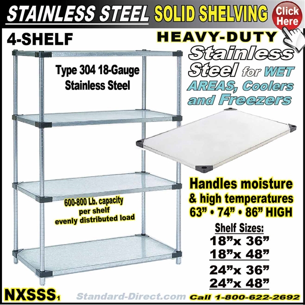 NXSSS Stainless Steel Solid Shelving