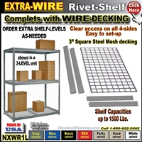 NXWR1L * Extra Heavy-Duty Wire Rivet Shelf Levels