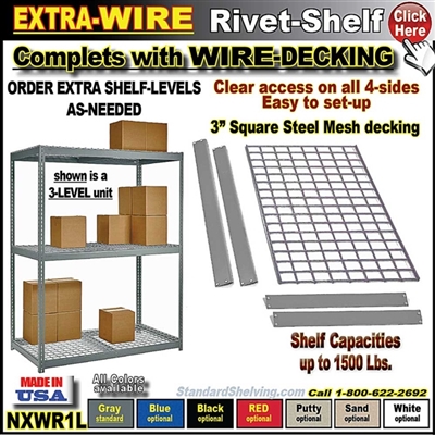 NXWR1L * Extra Heavy-Duty Wire Rivet Shelf Levels