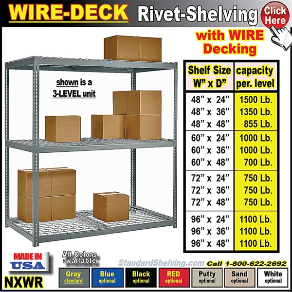 NXWR3L * Heavy-Duty Wire-Deck Rivet Shelving