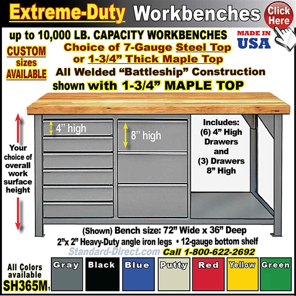 SH365 * Extreme-Duty 9-DRAWER Workbenchs