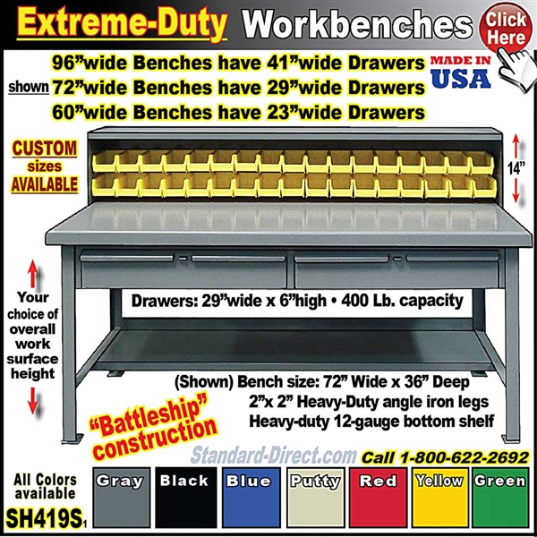 SH419 * Extreme-Duty 2-DRAWER Workbenchs