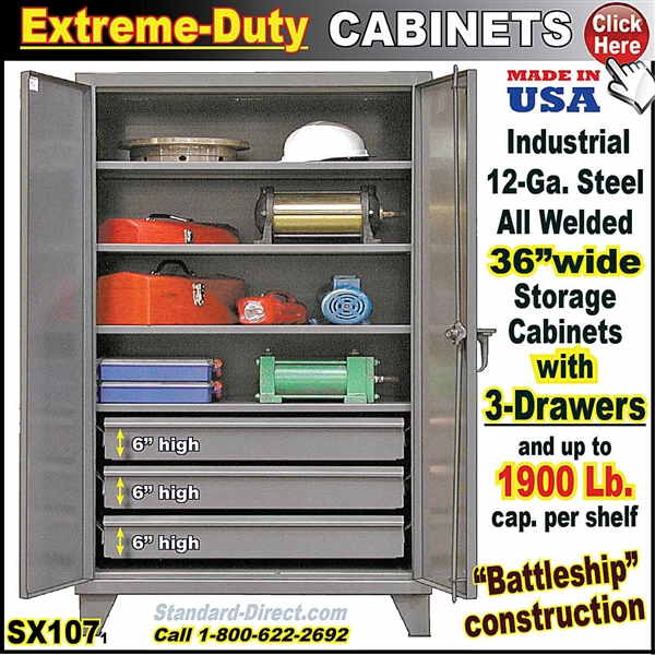 SX107 * Extreme-Duty Storage Cabinets, 3-Drawers