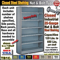 TB1C * Heavy-Duty 20-GA CLOSED Steel Shelving