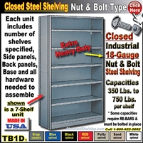 TB1D * Heavy-Duty 18-GA CLOSED Steel Shelving