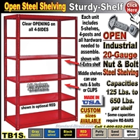 TB1S * Heavy-Duty Steel Nut & Bolt Shelving, 18 GAUGE