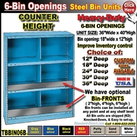 TBBIN06B * 6-BIN Steel Shelving Bin Unit