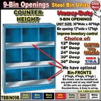 TBBIN09B * 9-BIN Steel Shelving Bin Unit