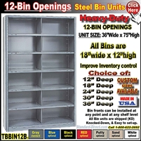 TBBIN12B * 12-BIN Steel Shelving Bin Unit