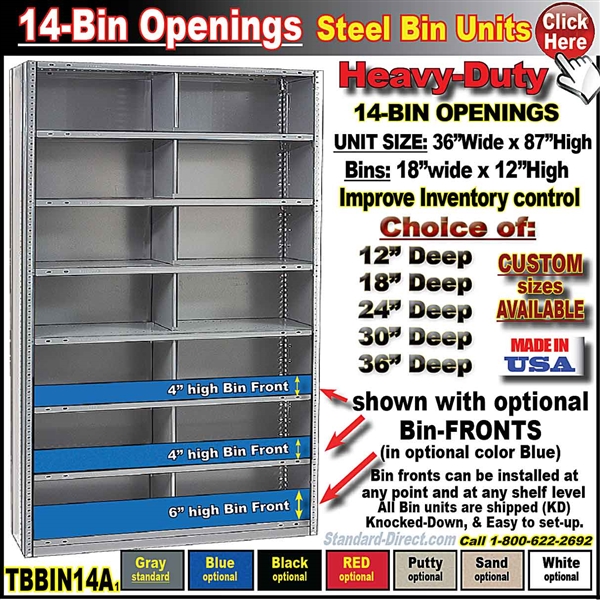 TBBIN14A * 14-BIN Steel Shelving Bin Unit