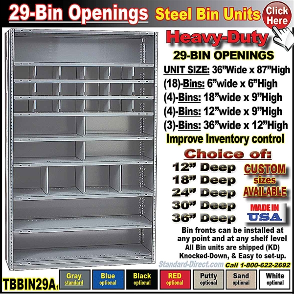 TBBIN29A * 29-BIN Steel Shelving Bin Unit