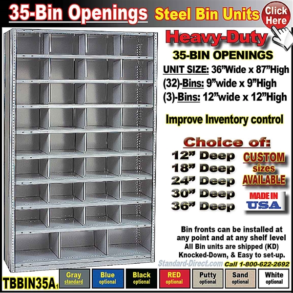 TBBIN35A * 35-BIN Steel Shelving Bin Unit