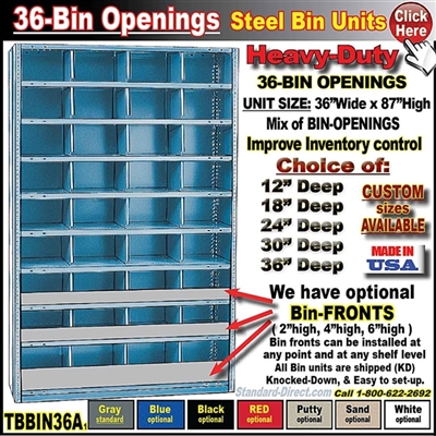 TBBIN36A * 36-BIN Steel Shelving Bin Unit