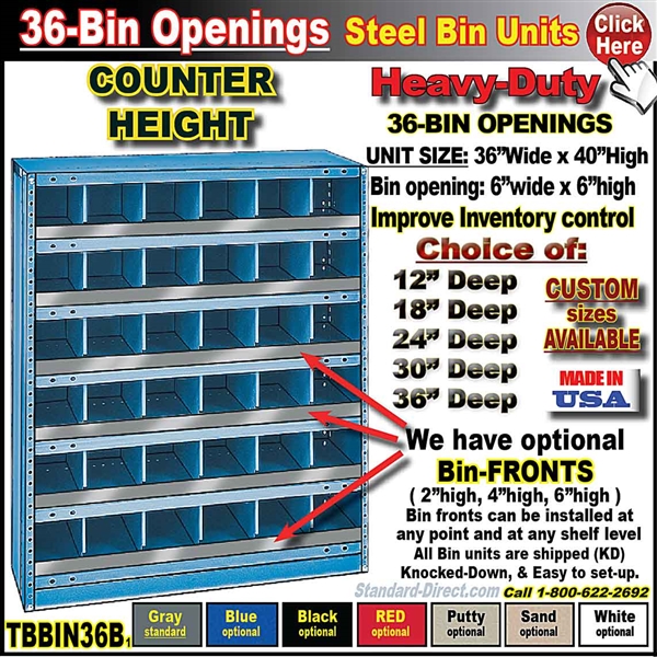 TBBIN36B * 36-BIN Steel Shelving Bin Unit