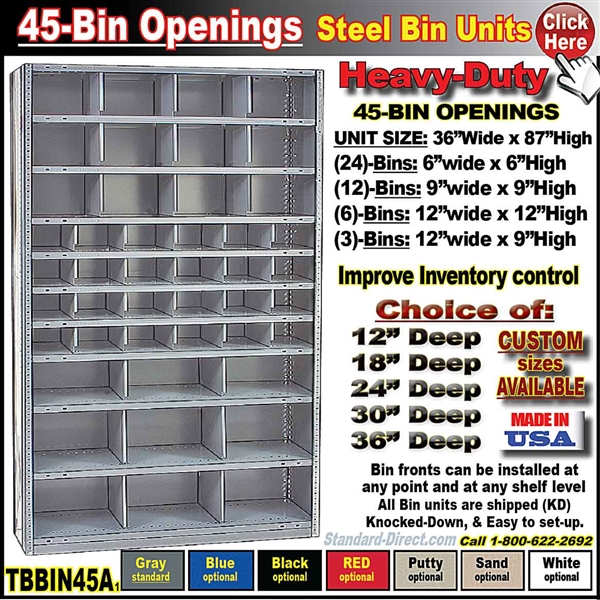 TBBIN45A * 45-BIN Steel Shelving Bin Unit