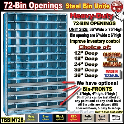 TBBIN72B * 72-BIN Steel Shelving Bin Unit