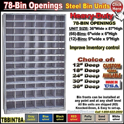 TBBIN78A * 78-BIN Steel Shelving Bin Unit