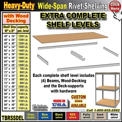 TBRSSDEL * Heavy-Duty Rivet Shelf Levels