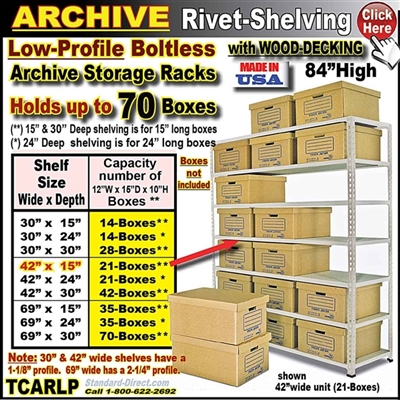 TCARLP * Low-Pofile Archive Rivet Shelving