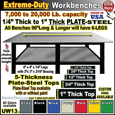 UW13 * Extreme-Duty Plate Steel Top Workbenches