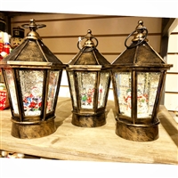 GERSON 8.75"H B/O Lighted Musical Holiday Spinning Water Globe Lantern w/ Timer (SET OF 3)