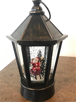 GERSON 8.75"H B/O Lighted Musical Holiday Spinning Water Globe Santa Lantern w/ Timer(NO LONGER AVAILABLE)