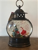 GERSON 11''H B/O LIGHTED SPINNING WATER GLOBE SANTA LANTERN WITH HOLIDAY SCENE & TIMER
