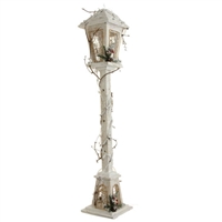 RAZ IMPORTS 39.5" LIGHTED WHITE WOOD LAMP POST