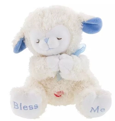 Praying Lamb w/Sound - Blue