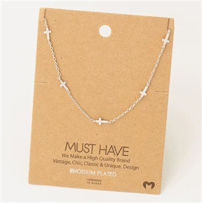 Silver - Dainty Cross Necklace