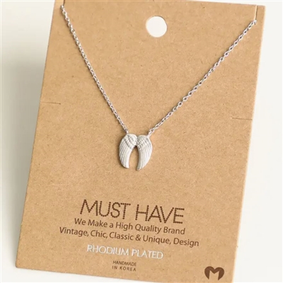 Angel Wings Pendant Necklace Silver