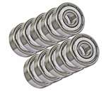 10 Unflanged Shielded Slot Car Axle Bearing 1/8"x1/4" inch 