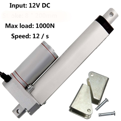 4 Inch Stroke 1000N 225 lbs DC 12 Volt Linear Actuator W Brackets