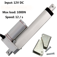 8 Inch Stroke 1000N 225 lbs DC 12 Volt  Linear Actuator with mounting brackets