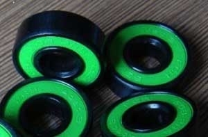 16 Roller Skate Black Bearings with Bronze Cage and Green Seals 8x22x7 mm